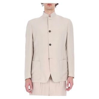 Eleventy Blazers, male, Beige, Size: XL Mao Jacket