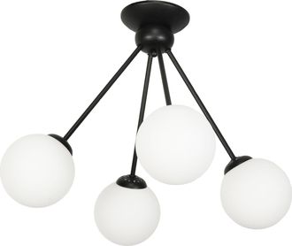 OEM L&aacute;mpara De Techo Con Pantalla Negra Y Bolas De Cristal Lindos 14-851