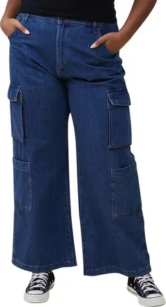 Cotton On Wide Leg Cargo Pocket Jeans in Nordic Blue at Nordstrom Rack, Size 8