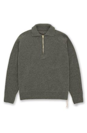 Fortela Yale Wool Sweater with Collar and Zip in Army Green at Nordstrom, Size Xx-Large Eu