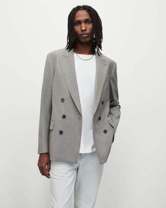 AllSaints Wool/Polyamide Anori Double Breasted Blazer, Size: 36
