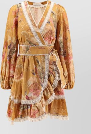 Zimmermann cotton floral-print wrap mini dress