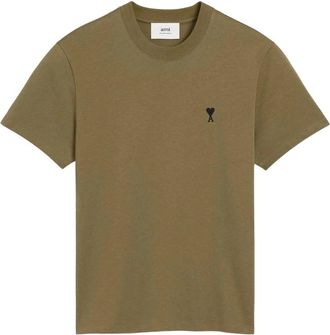 Ami Contrasted De Coeur T-shirt - Heren - T-shirts - Groen - XS - Katoen - Tops
