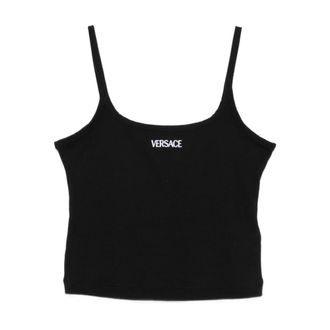 Versace Logo Ribbed Tank Top