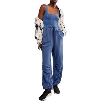 Free People FP Movement Inbound Stretch Cotton Jumpsuit in Midnight Navy at Nordstrom, Size Small