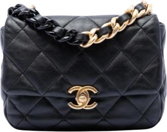 Chanel Pre-owned Quilted Lambskin Crossbody - Dames - Vintage Schoudertas - Zwart - ONE Size - Leer - Vintage
