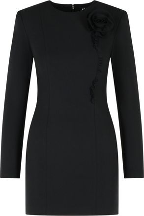 Rotate Black Floral Detail Cr&ecirc;pe Mini Dress