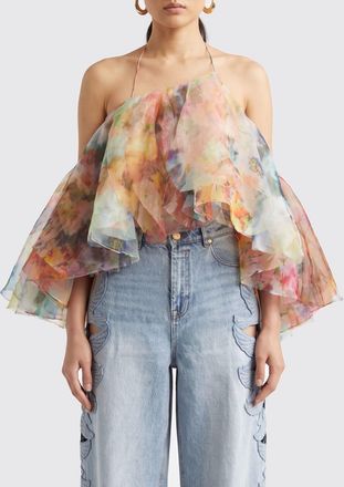 Zimmermann Top Luna con spalline a ventaglio Luna