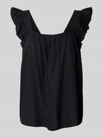 Pieces Relaxed Fit Top aus Viskose-Leinen-Mix Modell PIA in Black, Gr&ouml;&szlig;e S
