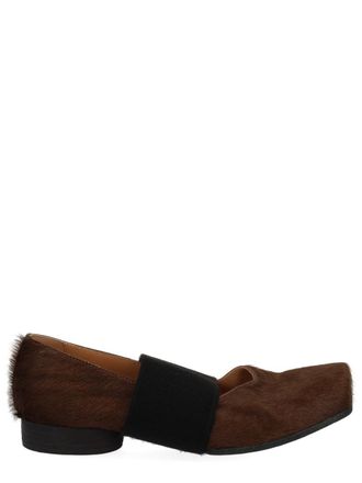 Uma Wang Leather Square Toe Flat - Brown