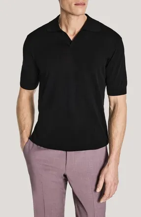 Jack Victor Johnny Collar Polo in Black at Nordstrom, Size Xx-Large