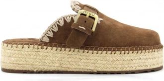 Mou Su&egrave;de klomp met jute sleehak - Dames - Slip ons - Bruin - 38 EU - Su&egrave;de - Schoenen