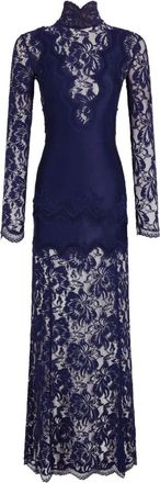 Paco Rabanne Maxi jurk met kanten inzetstukken - Dames - Maxi kleedjes - Blauw - 2XS - Kleedjes