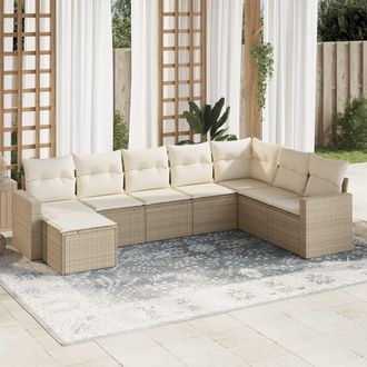 vidaXL Vidaxl - Juego De Sof&aacute;s De Jard&iacute;n Con Cojines Beige 8 Pzas Rat&aacute;n Pe