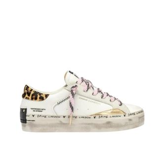 Crime London Schoenen, Dames, Wit, 37 EU, Witte Distressed Sneakers