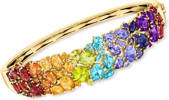 Ross-Simons Multi-Gemstone Bangle Bracelet in 18kt Gold Over Sterling