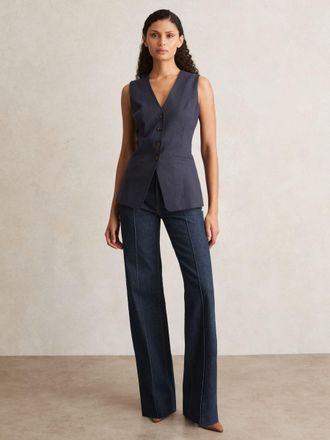 Paige Paige Wide Leg Pintuck Jeans, Anais Blue, 27