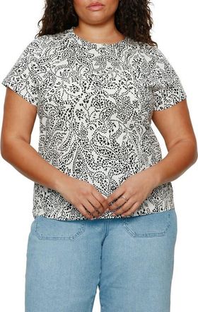 Sanctuary The Perfect T-Shirt in Echo Paisley White at Nordstrom, Size 1X