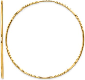 Diamond2Deal 14k Yellow Gold 1.20mm Round Hoop Earring 55 mm