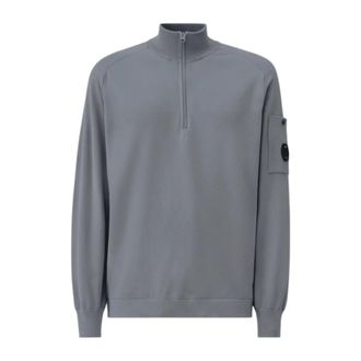 C.P. Company Zip-throughs, male, Blue, Size: XL Cotton Crepe Half Zip