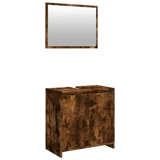 vidaXL Set Mobili Da Bagno 2 Pz Rovere Fumo In Legno Multistrato - Vidaxl