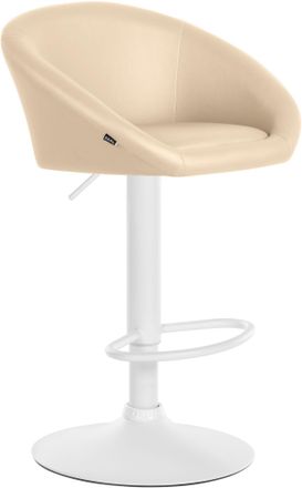 Clp Taburete De Bar Davie En Polipiel Crema Metal Blanco Mate