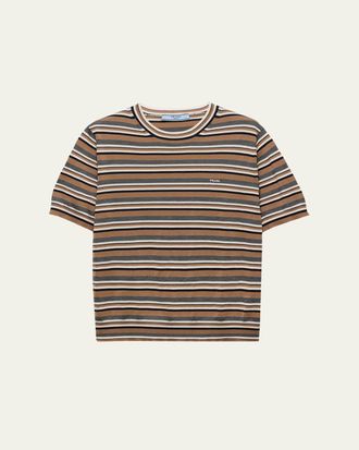 Prada Short-Sleeve Striped Jersey T-Shirt