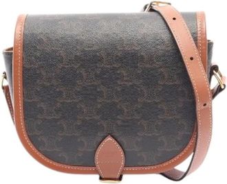 Celine Pre-owned Folco Medium PVC Coated Canvas Shoulder Bag - Dames - Vintage Schoudertas - Bruin - ONE Size - Leer - Vintage