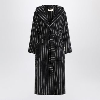 Tekla Black bathrobe with white stripes
