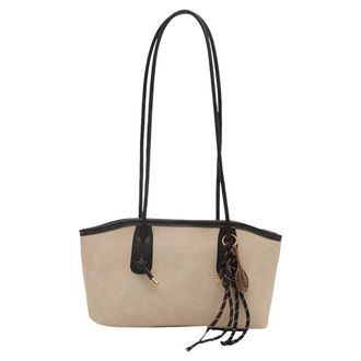 Generic PU Leather Shoulder Bag Retro Lady Handbag Large Purse for Women Travel (White)