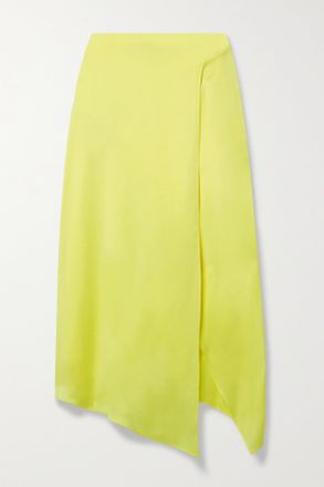 Stella McCartney Gonna Midi Asimmetrica In Raso Effetto Portafoglio - Giallo