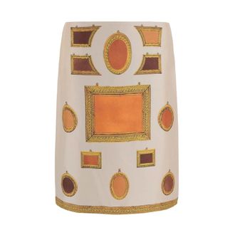 Versace Short Skirts, female, Multicolor, Size: M Printed Silk Twill Pencil Skirt