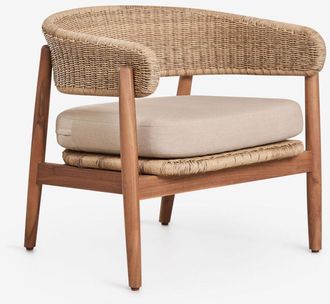 Sklum Sill&oacute;n De Jard&iacute;n En Madera De Acacia Y Rat&aacute;n Sint&eacute;tico Ribeira Sklum