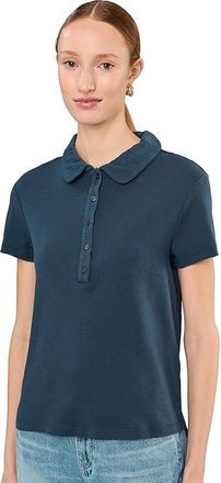 Mod-o-doc Short Sleeve Boxy Polo T-Shirts Womens Clothing Sailor Blue : LG (US 12-14), Cotton
