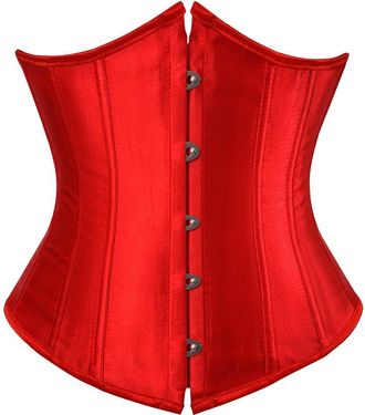 Grebrafan Womens Lace up Boned Brocade Waist Training Underbust Corsets Plus Size (UK(16-18) 3XL, Red)