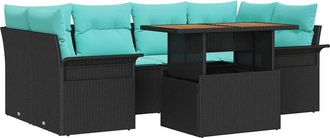 vidaXL Conjunto De Sof&aacute; De Jard&iacute;n 7 Uds. Negro Polirat&aacute;n Vidaxl