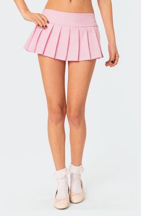 Edikted Talya Pleated Miniskort in Light-Pink at Nordstrom, Size X-Small