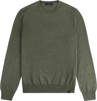 Fay Maglia Pull Girocollo - Heren - Ronde hals truien - Groen - M - Wol - Truien & Vesten