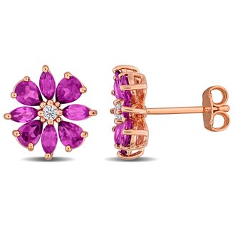 Mimi & Max Multi-Gem Flower Stud Earrings Sterling Silver