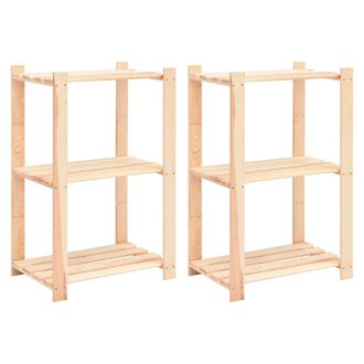vidaXL Vidaxl - Estanter&iacute;a 3 Niveles 2 Unidades Madera Pino Maciza 150 Kg