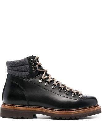 Brunello Cucinelli lace-up leather hiking boots - Black