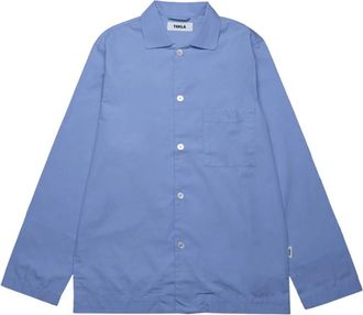 Tekla Poplin Pyjamas Shirt - Heren - Casual Overhemden - Blauw - XS - Katoen - Overhemden