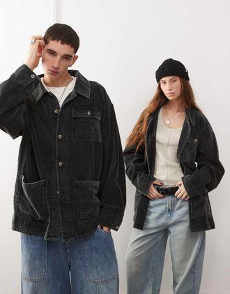 Reclaimed Vintage unisex cord shirt in black-Blue