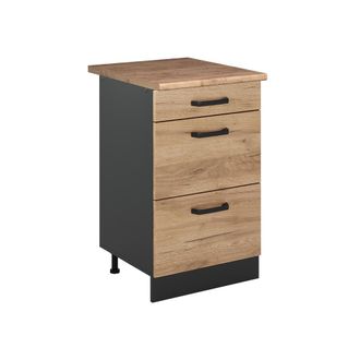 Vicco Mueble Bajo De Cocina R-line, Roble Dorado/antracita, 50 Cm Encimera Roble Dorado, Vicco
