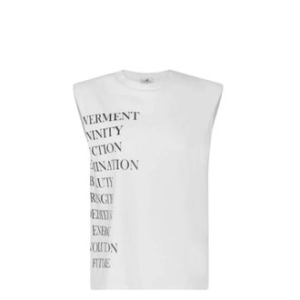 Elisabetta Franchi Sleeveless Tops, female, White, Size: L Jersey T-shirt