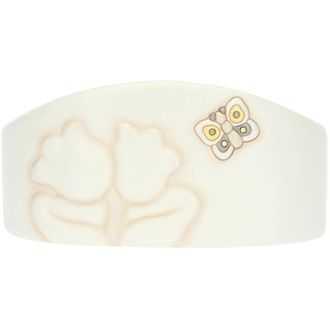 Thun Thun, Portabicchieri Doppio in Ceramica Decorata a Mano con Decorazioni Floreali e Iconica Farfalla, Linea Elegance, 18x11x9 h cm