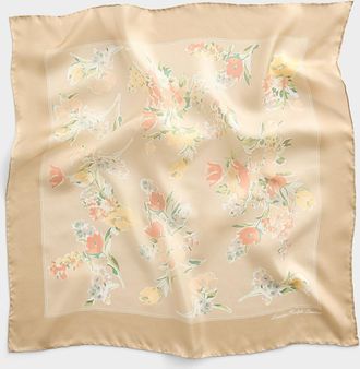 Lauren Ralph Lauren Womens Pure silk pastel floral scarf