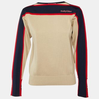 See By Chlo&eacute; See by Chloe Beige Striped Cotton Knit Sweater XS