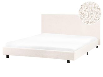 Beliani Cama de agua boucl&eacute; 160 x 200 cm blanco crema