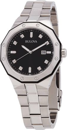 Bulova Mens Marine Star Diamond Accented Stainless Steel Bracelet Watch 98D103